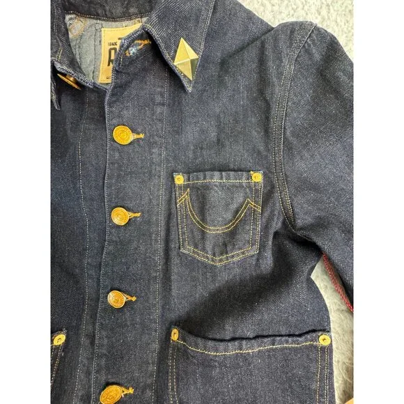 True Religion Womens M Denim CollarJacket Camden Blue Accent Embroidered - Picture 5 of 16